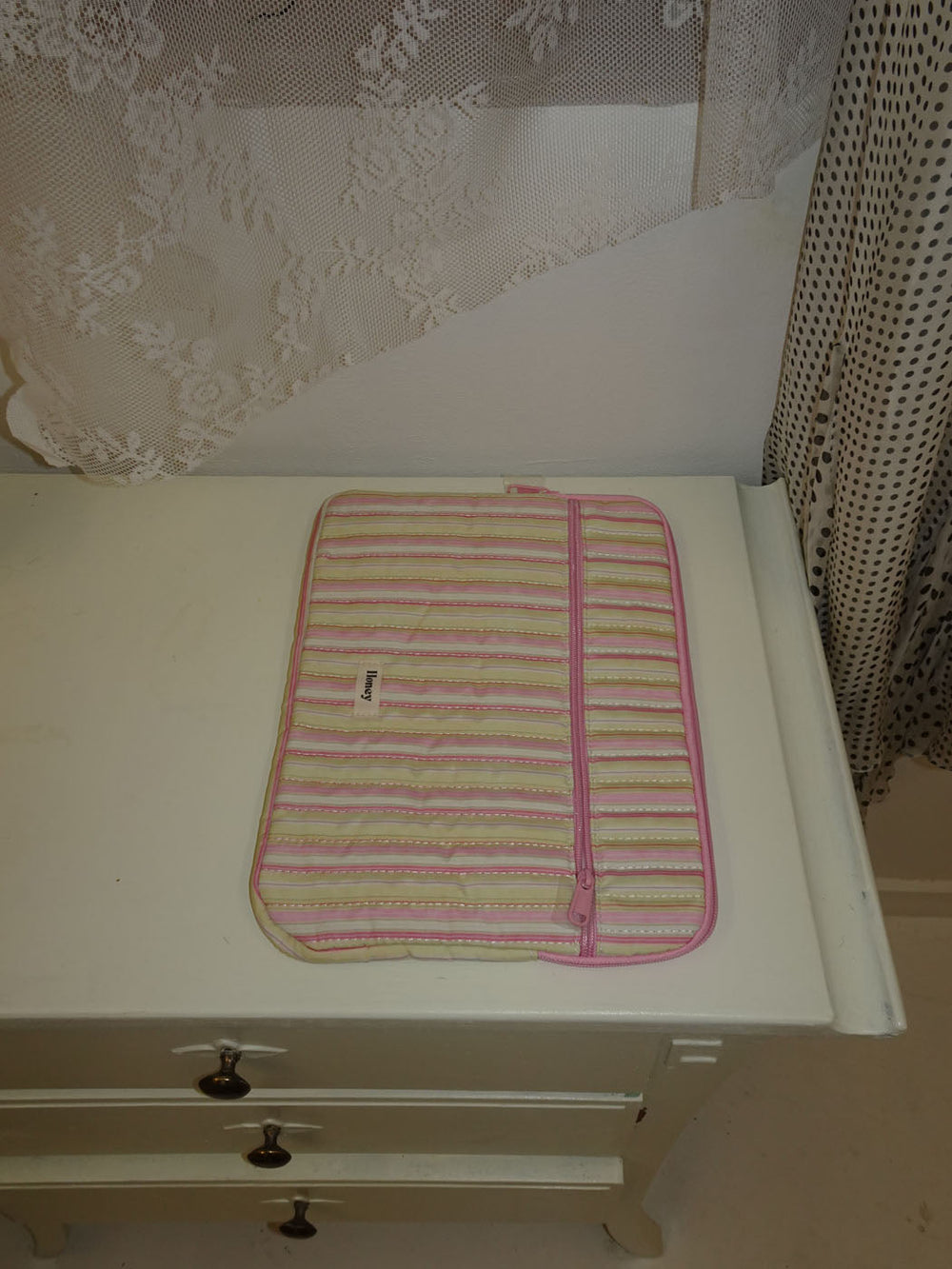 Honey computer sleeve - Pink med lyse gule striber