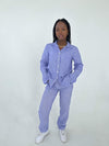 Hilja stribed linen pants - blue
