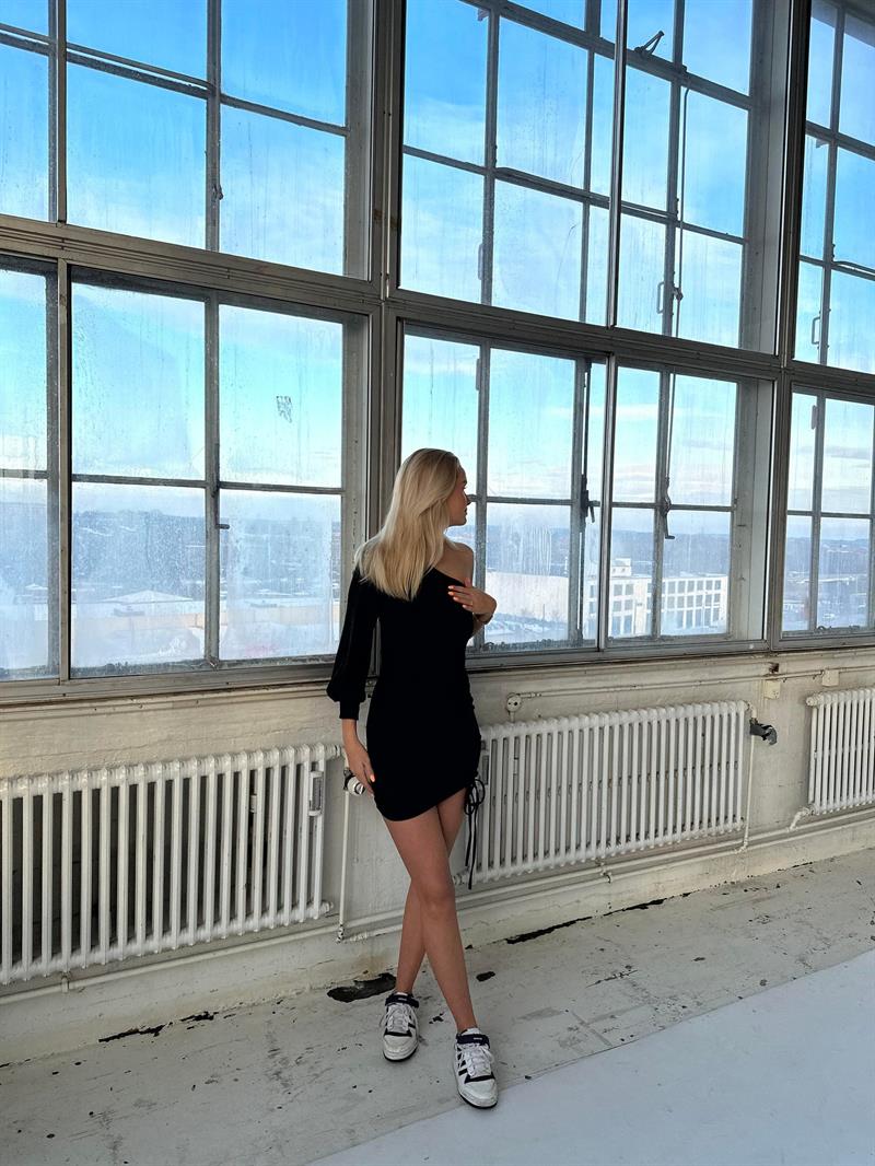 Kalina one shoulder dress - Black glitter