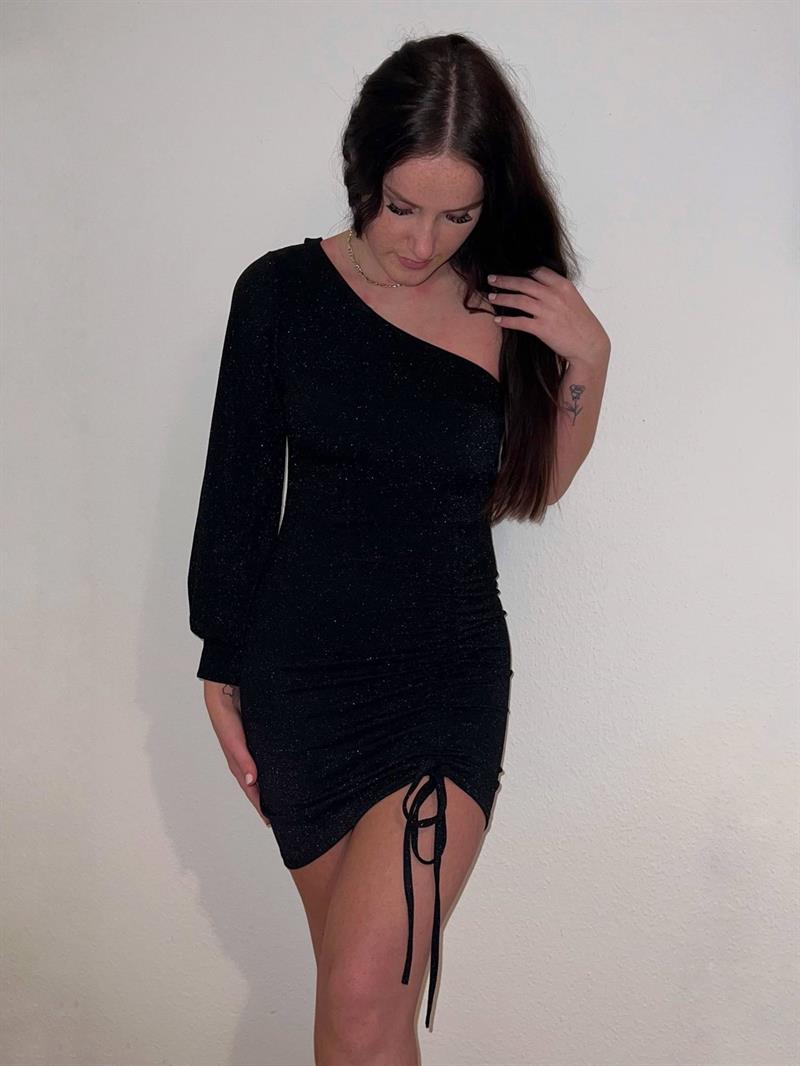 Designby Si Kalina one shoulder dress - Black glitter - Womens Dresses Designby Si Kalina one shoulder dress - Black glitter - Womens Dresses