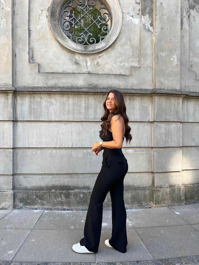 Flare Jeans Black Top And Bottom Outfit Fiona High Waisted Bell