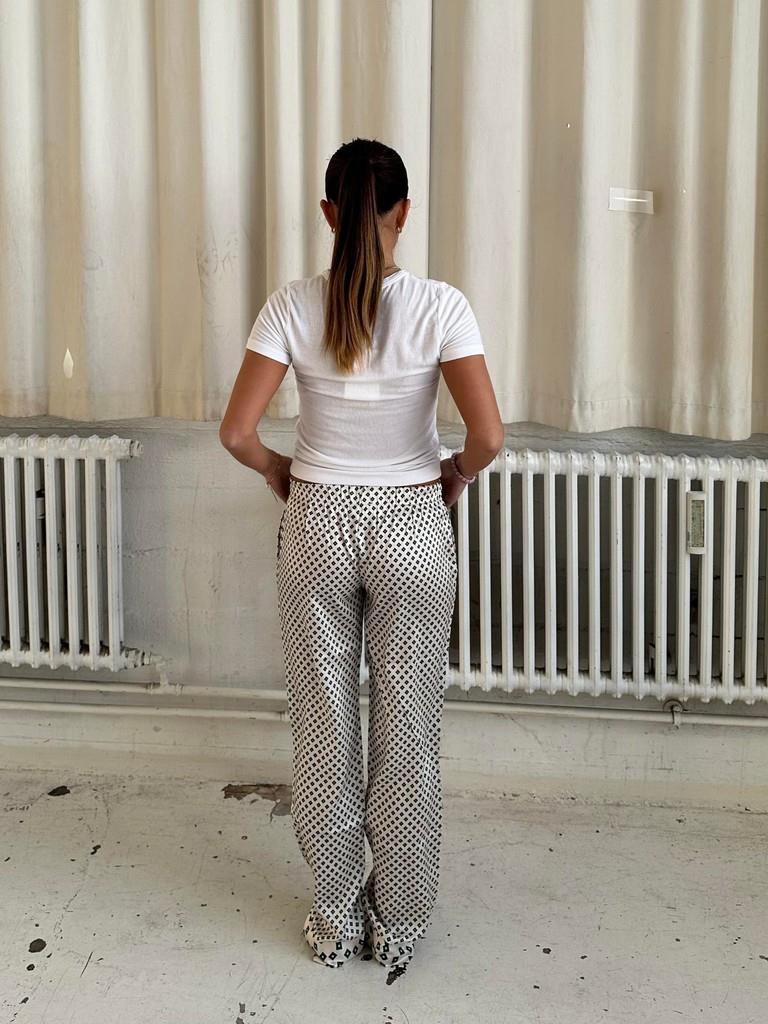 Lona low waist satin pants - Off-white/green