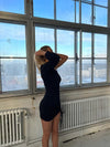 Kalina one shoulder dress - Black glitter
