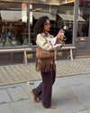 Scandivv denim jacket with cow print - Beige/brown/white