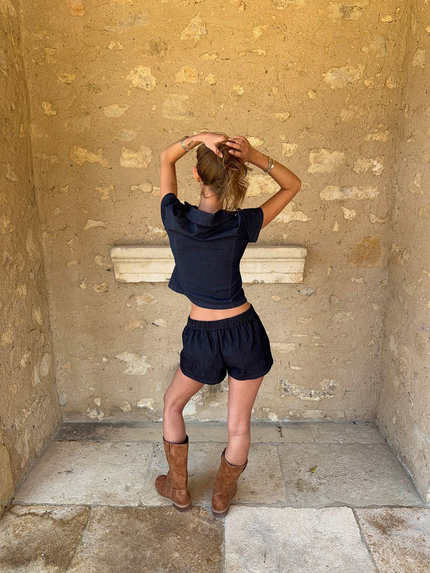 Helina denim shorts - Dark denim