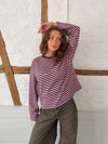 "Main character energy" blouse with stripes - Pink/brown/yellow