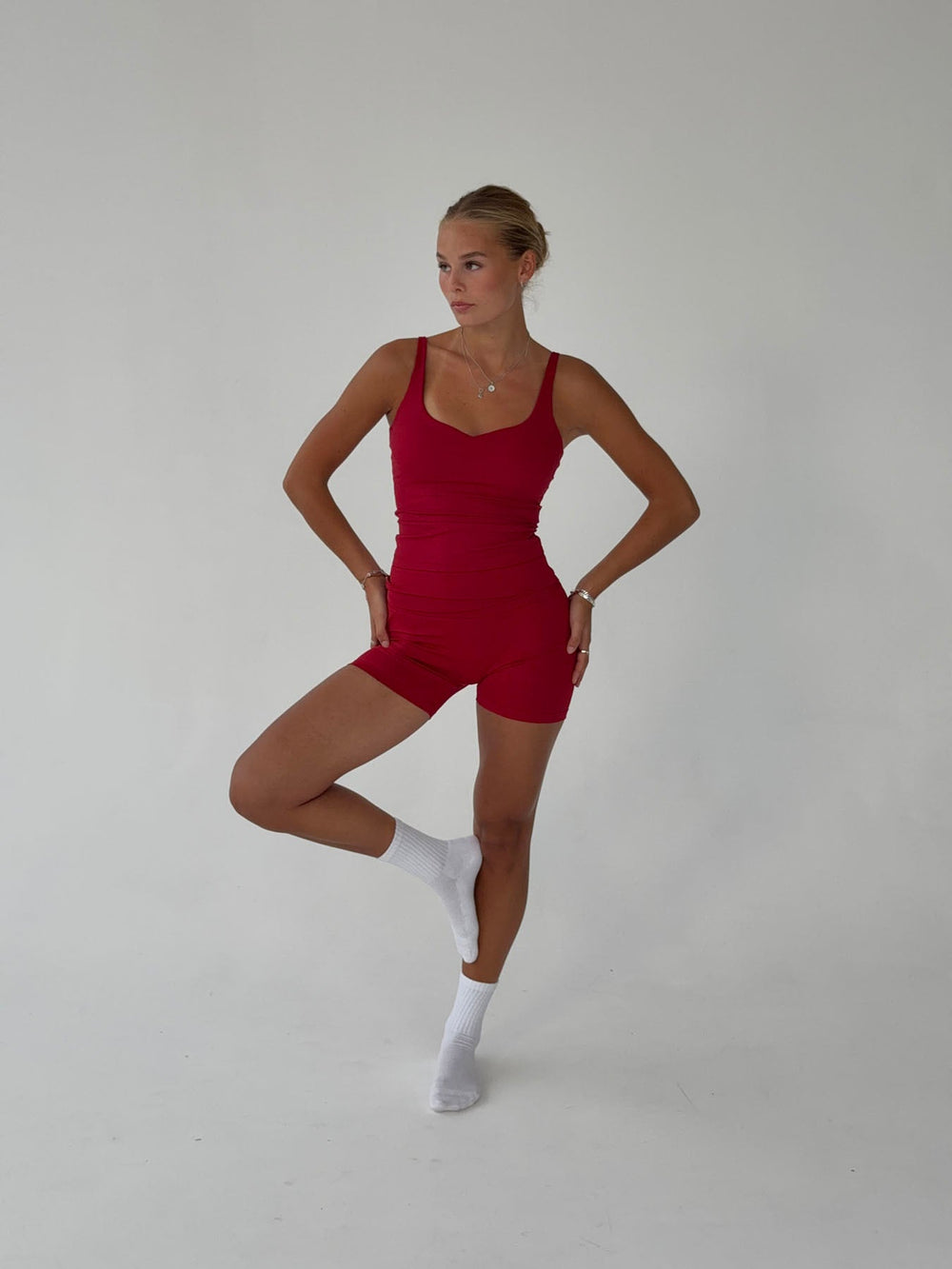 Folded essential shorts - Cherry