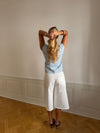 Josephine fitted shirt with short sleeves - Light blue/white