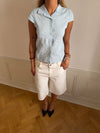 Josephine fitted shirt with short sleeves - Light blue/white