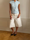 Josephine fitted shirt with short sleeves - Light blue/white