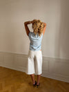 Josephine fitted shirt with short sleeves - Light blue/white
