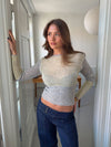 Margo fitted striped knit sweater - Grey/yellow