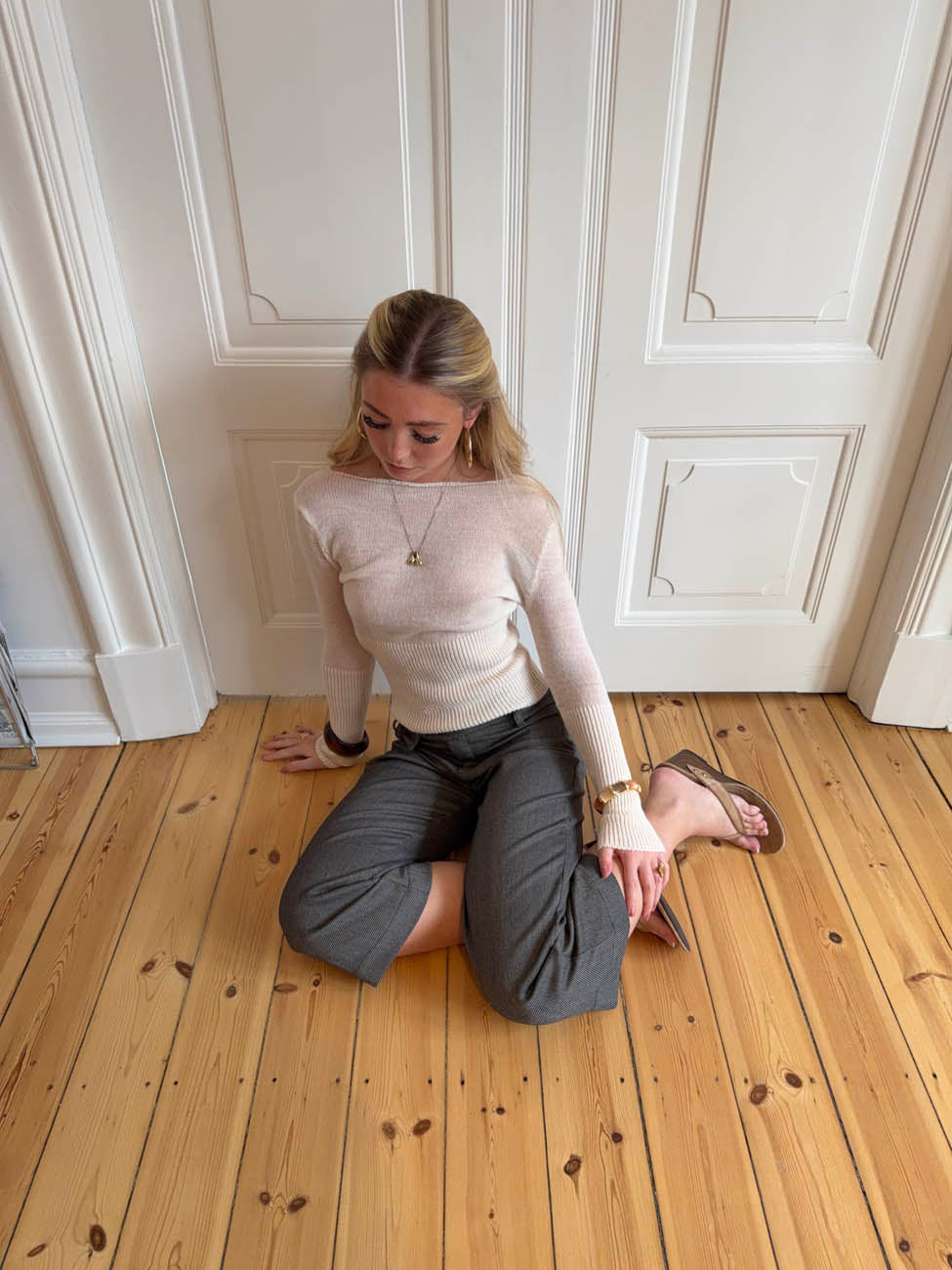 Lova fitted knit sweater - White