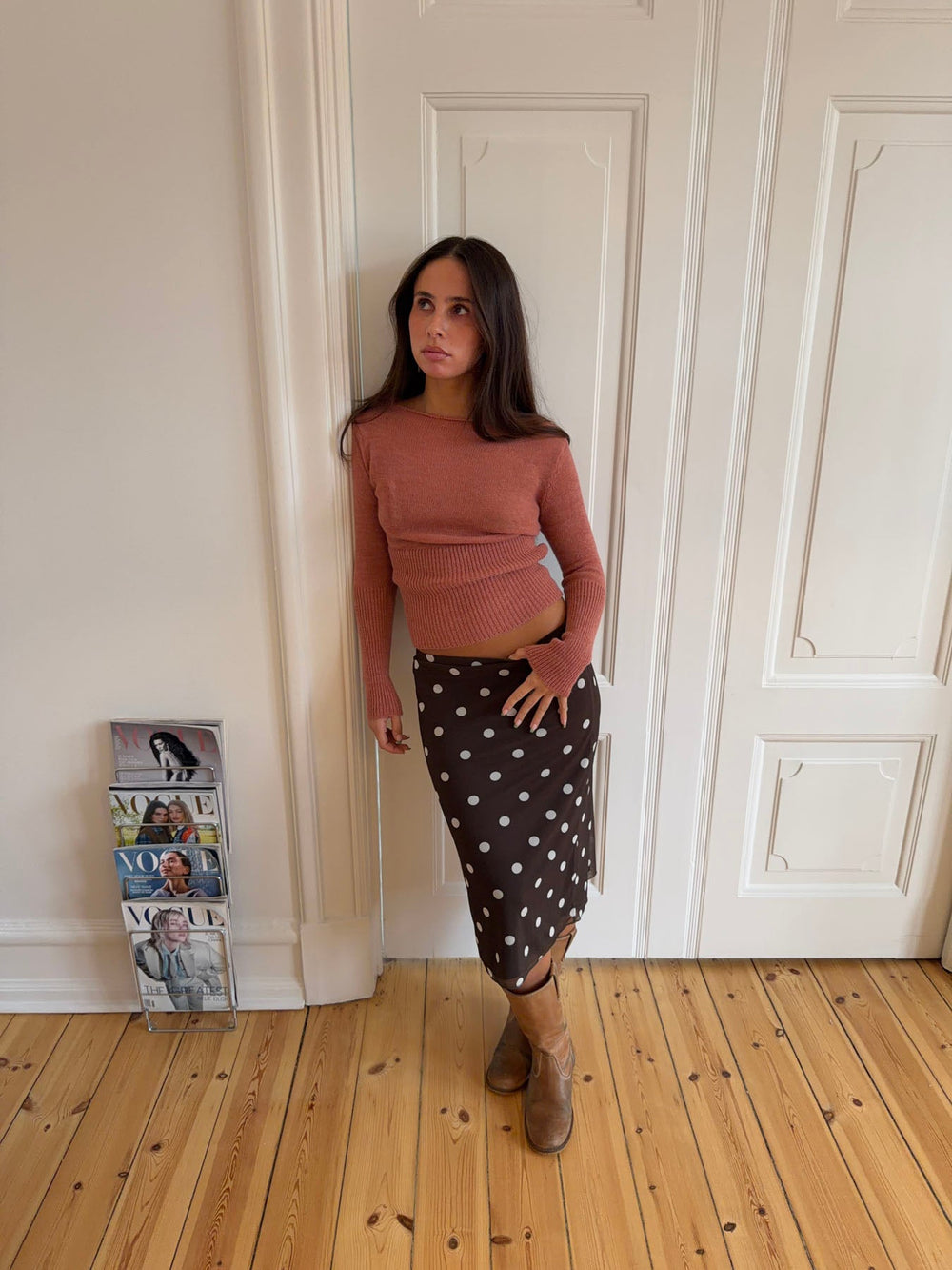 Lova fitted knit sweater - Dusty pink