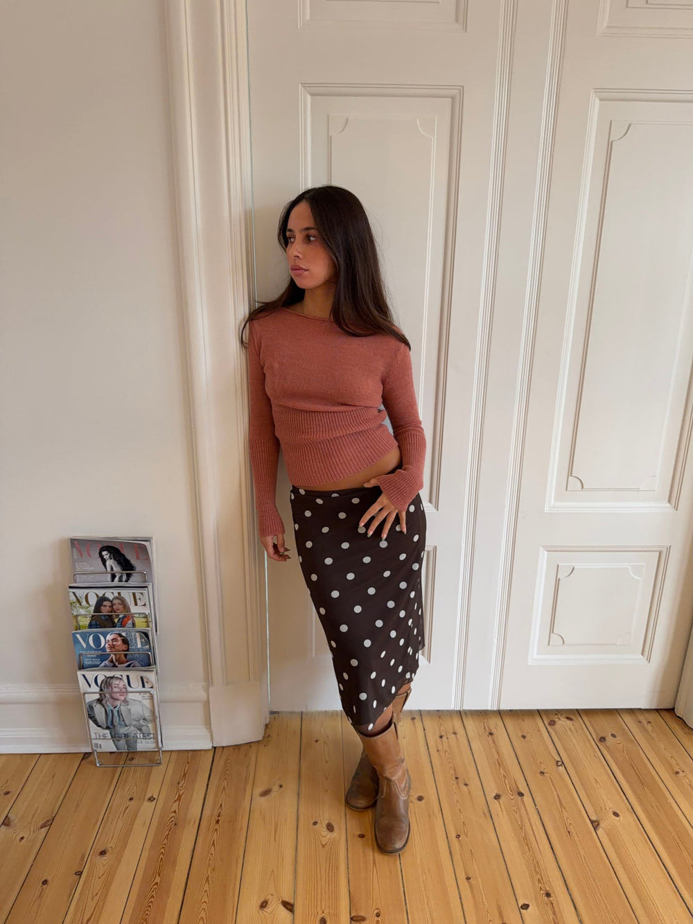 Lova fitted knit sweater - Dusty pink