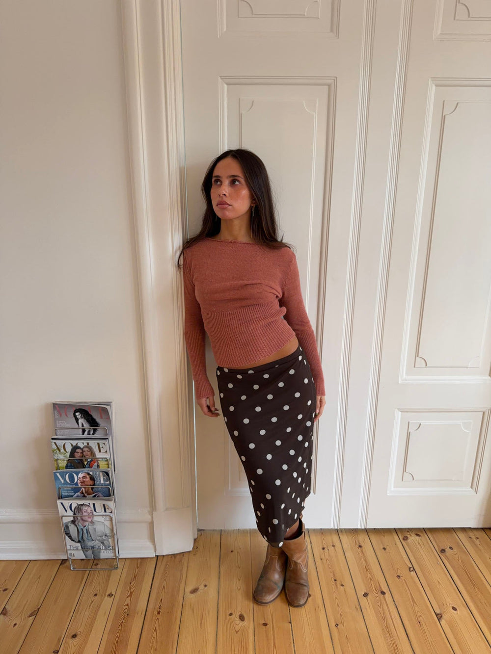 Lova fitted knit sweater - Dusty pink