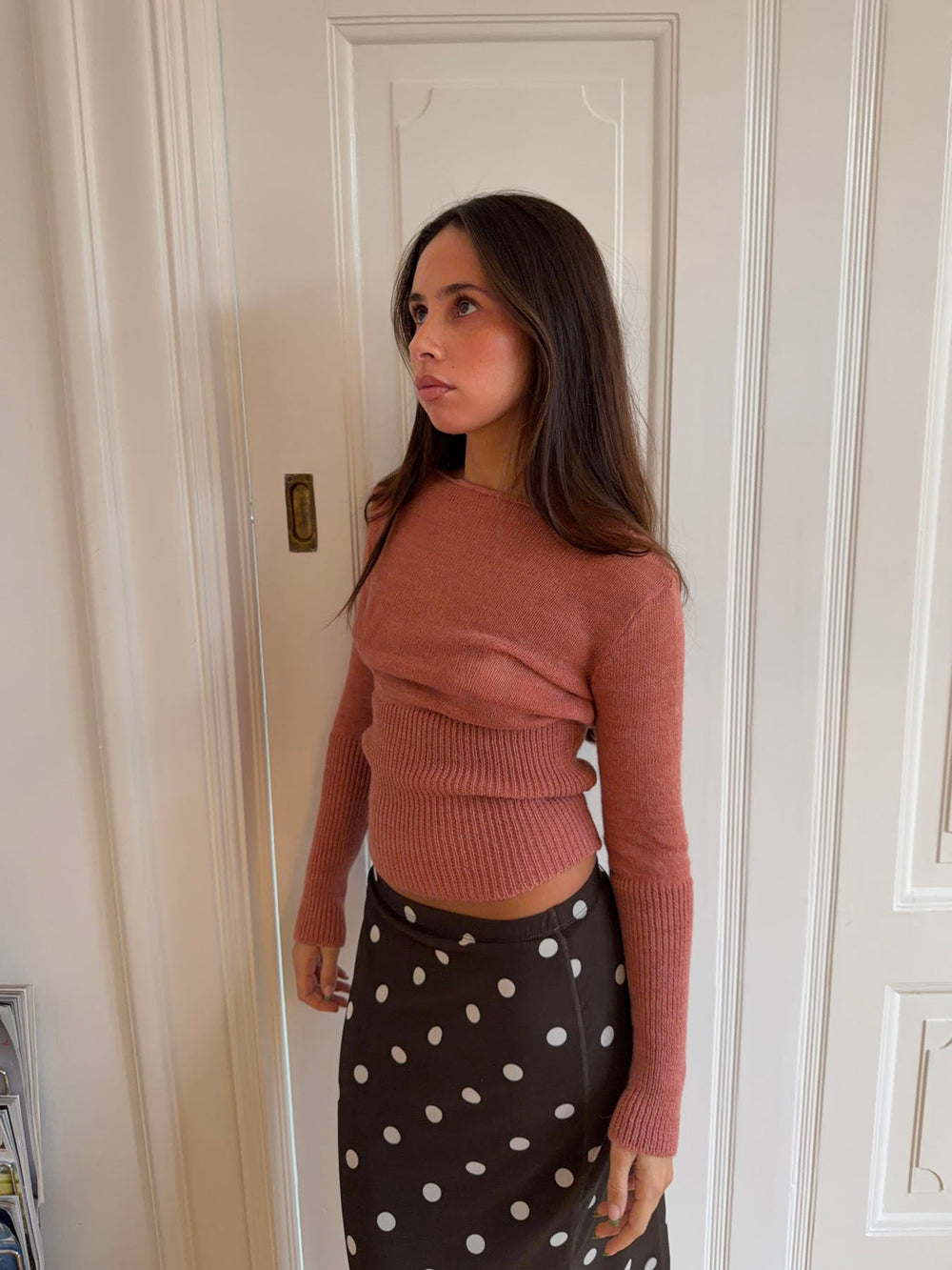 Lova fitted knit sweater - Dusty pink