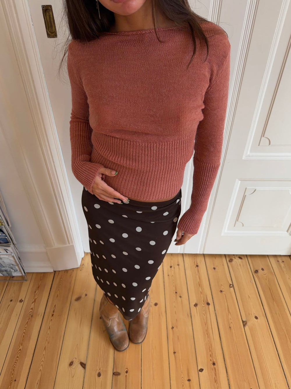 Lova fitted knit sweater - Dusty pink