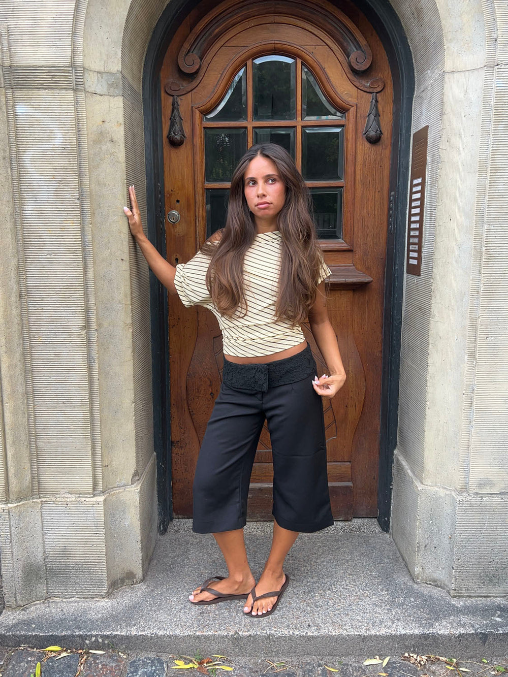 Florine fitted striped t-shirt – Yellow/Brown