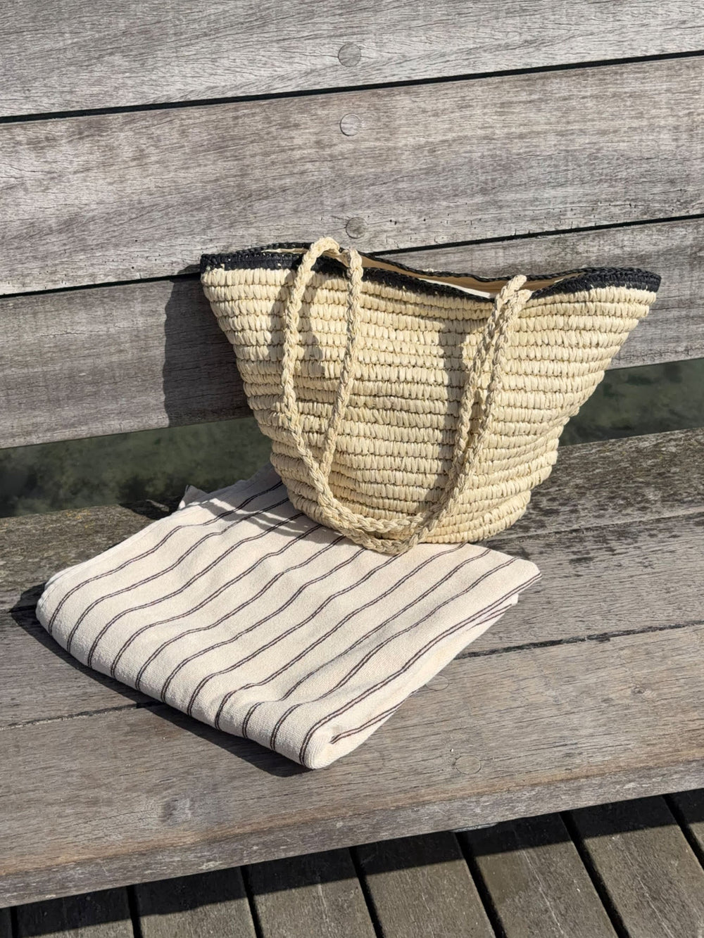 Spencer braided bag - Beige/black