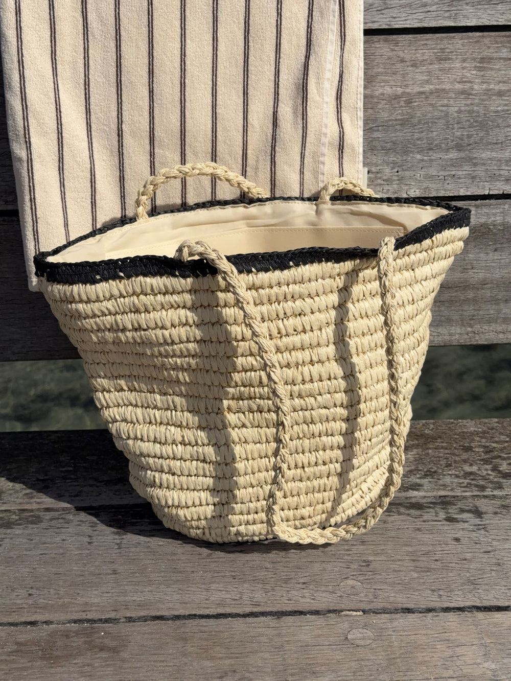 Spencer braided bag - Beige/black