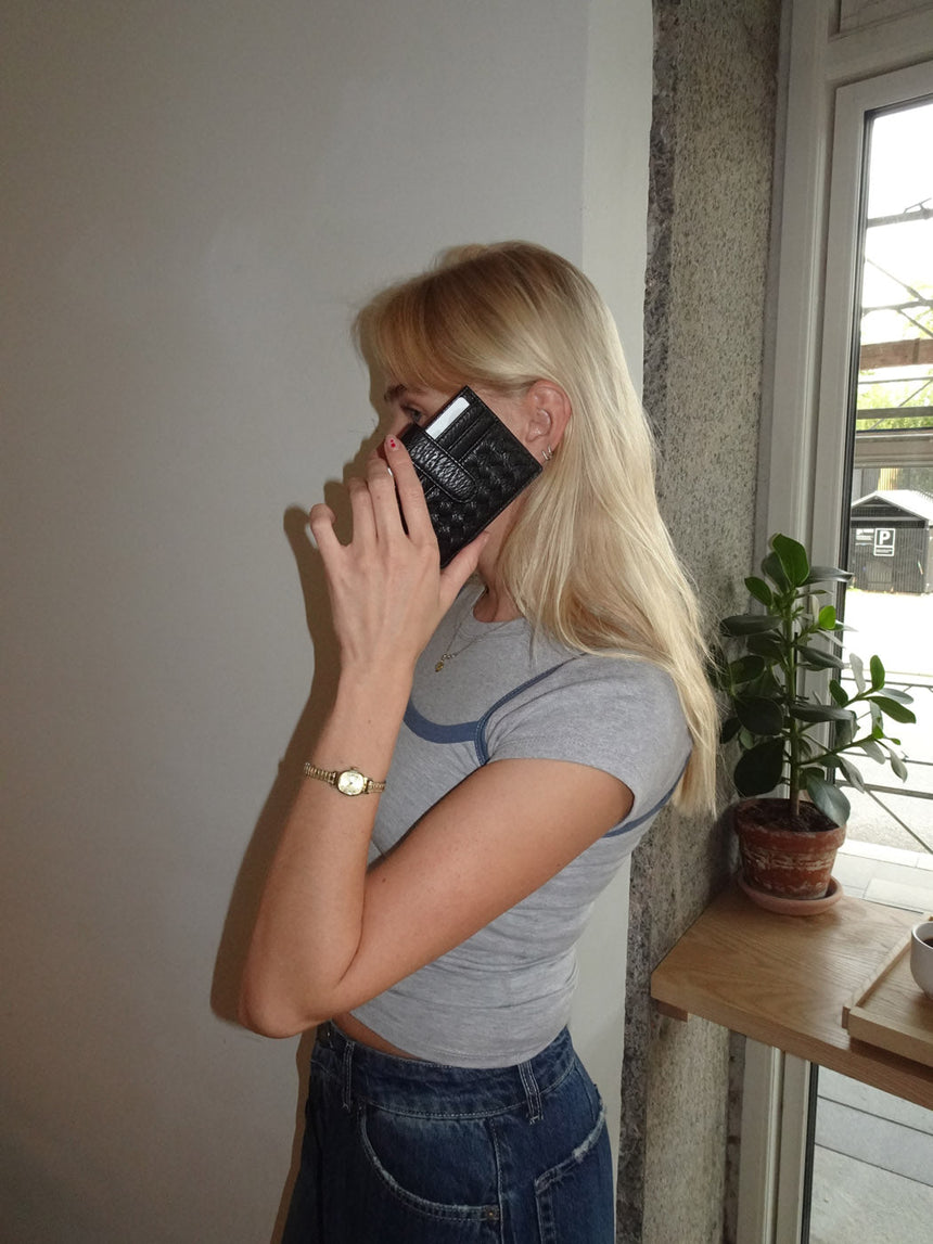 Boston woven card holder - Black