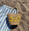 Terlizzi woven straw bag with lemon embroidery – Beige/yellow