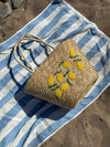Terlizzi woven straw bag with lemon embroidery – Beige/yellow