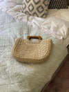 Mascali woven straw bag with wooden handle – Beige
