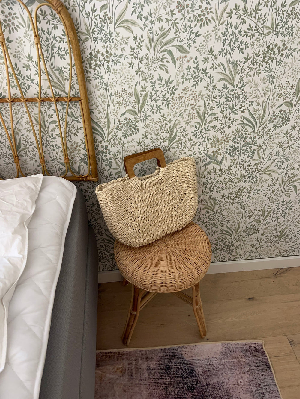 Mascali woven straw bag with wooden handle – Beige