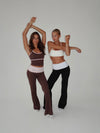 Essential folded yoga pants - Espresso/candy floss