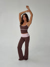 Essential folded yoga pants - Espresso/candy floss