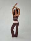 Essential folded yoga pants - Espresso/candy floss