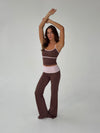 Essential folded yoga pants - Espresso/candy floss