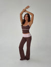 Essential folded yoga pants - Espresso/candy floss