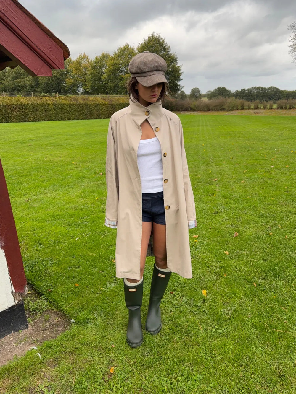 Sille coat with checkered lining - Beige