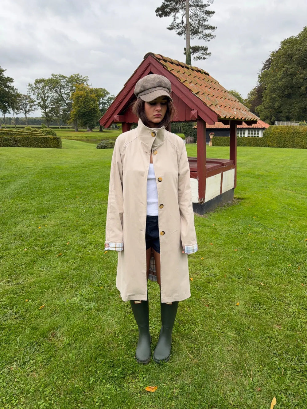 Sille coat with checkered lining - Beige