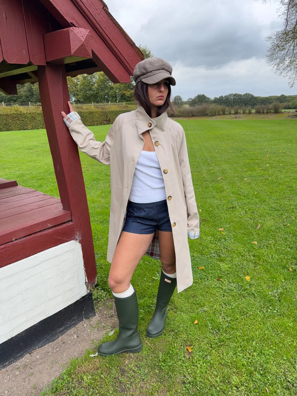 Sille coat with checkered lining - Beige