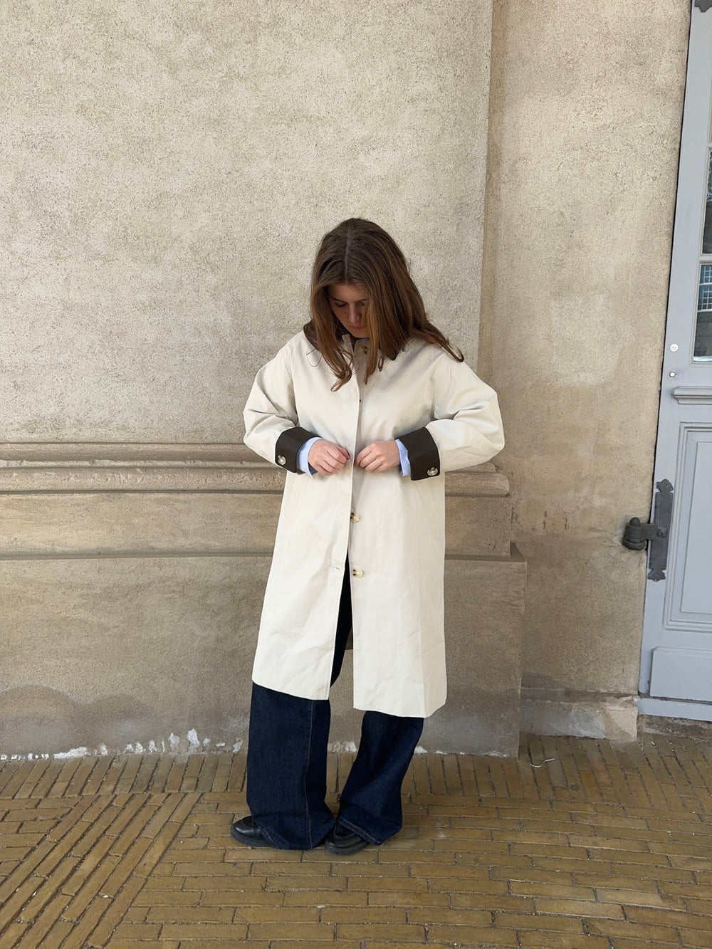 Vespera coat with collar - Light beige/brown