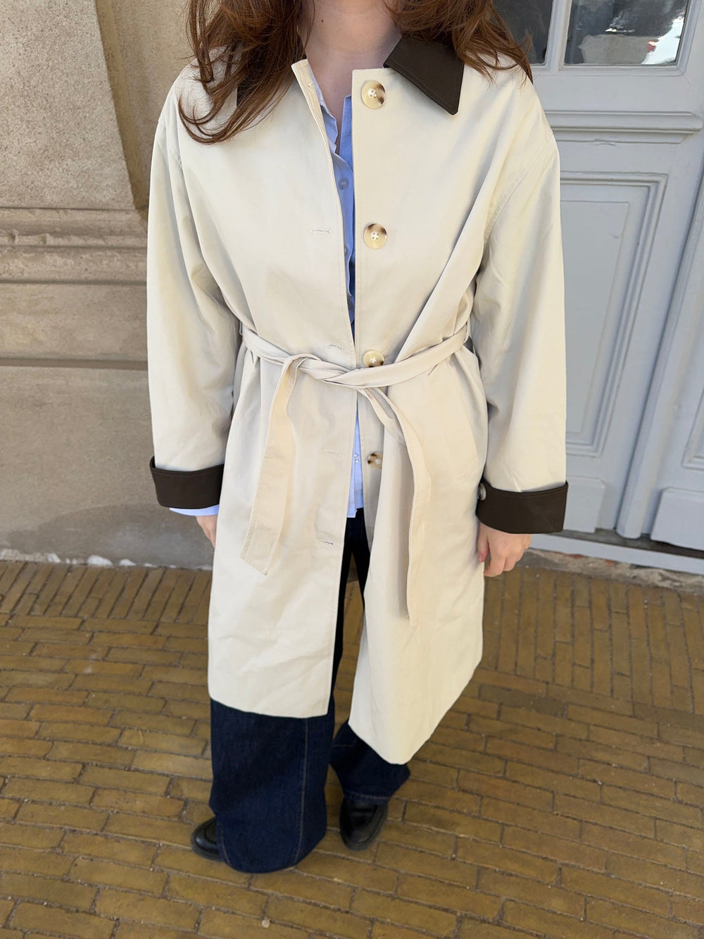 Vespera coat with collar - Light beige/brown