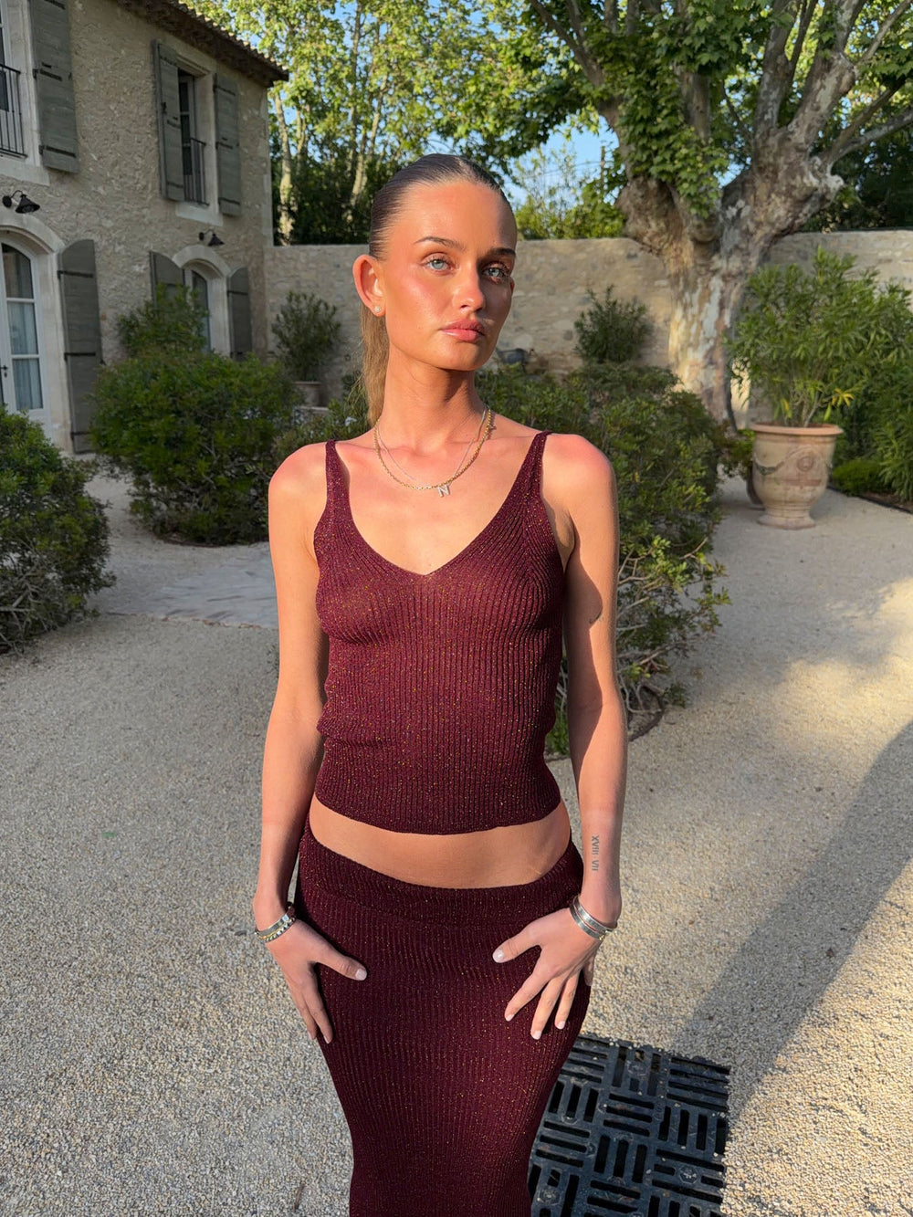 Malie tank top with glitter - Bordeaux