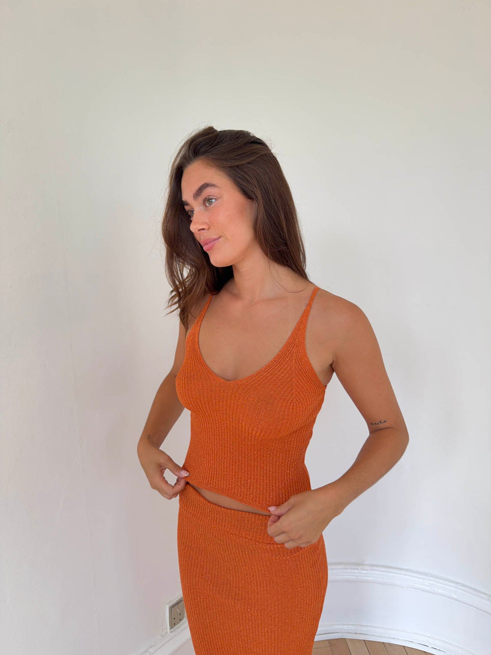 Malie glitter tank top – Orange