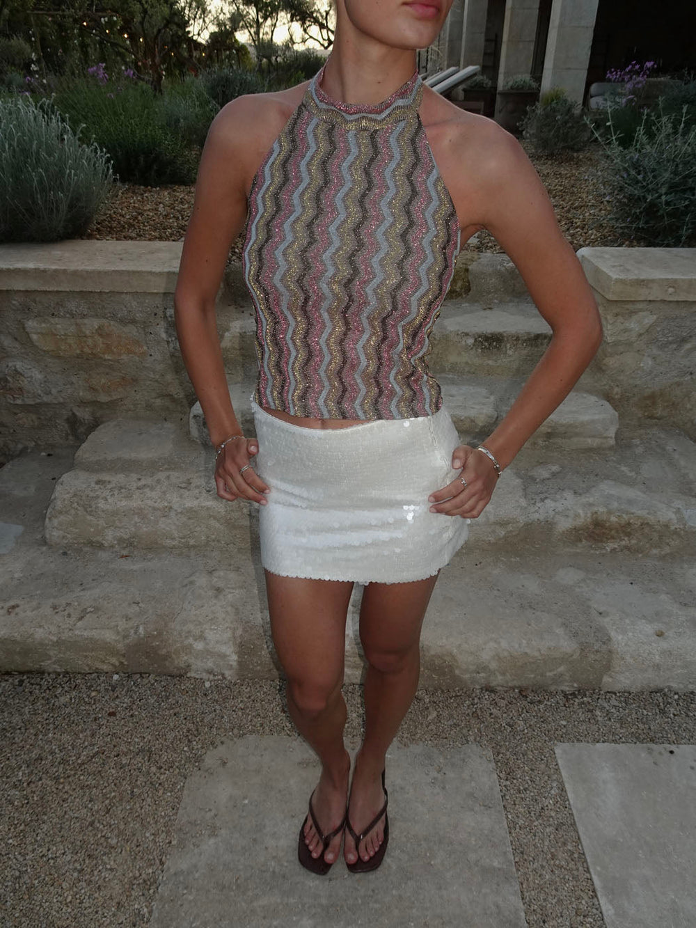 Liah halterneck top with glitter - Multicolored
