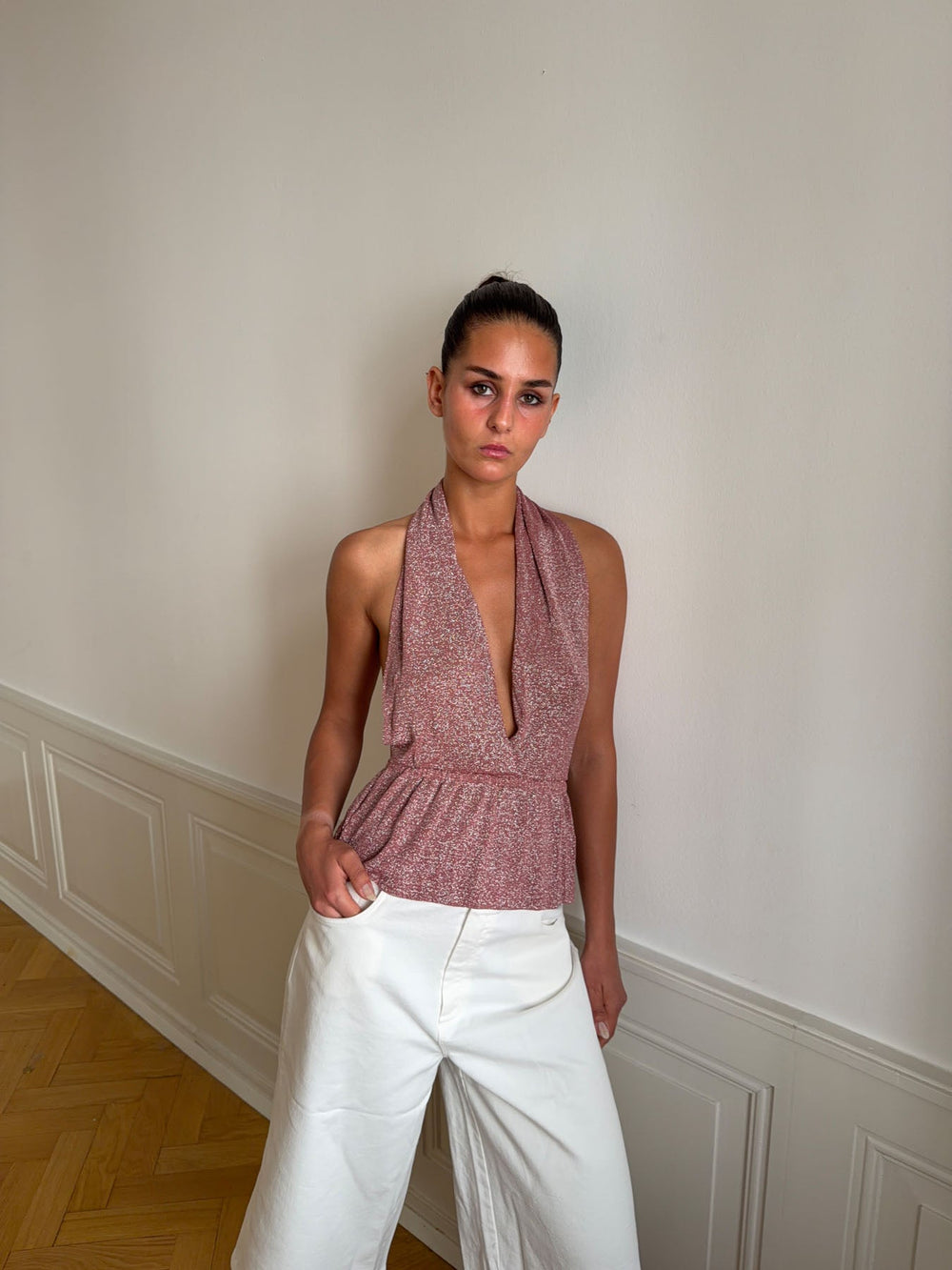 Julle glitter halter top - Pink