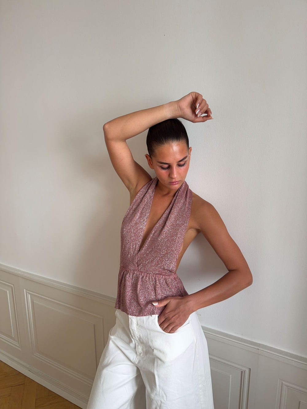 Julle glitter halter top - Pink