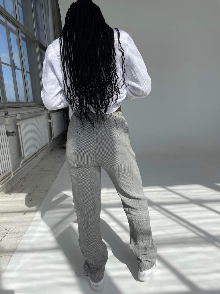 Hilja stribed linen pants - Khaki