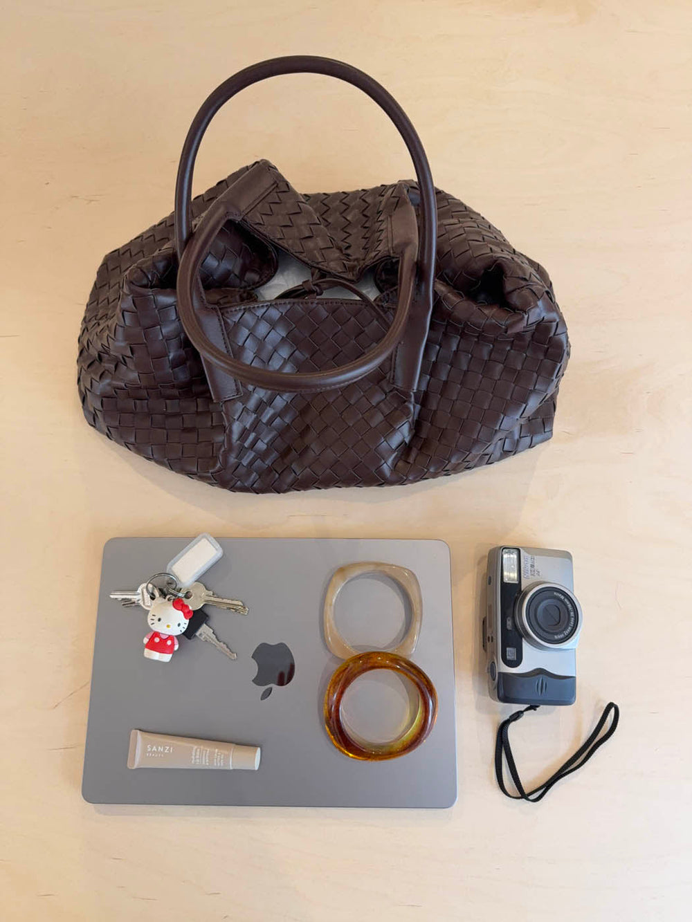 Milu shoulder bag in woven - Brown