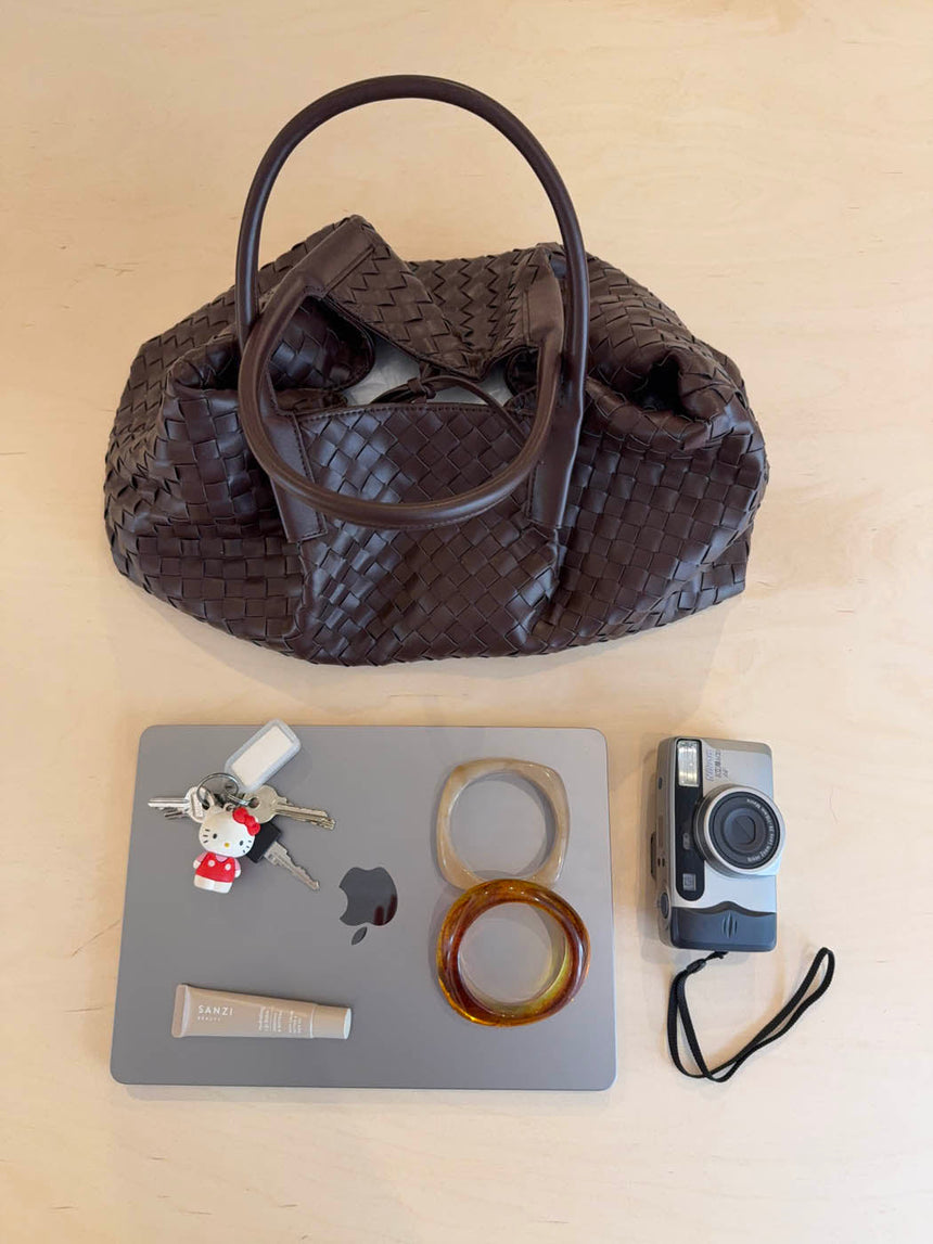 Milu shoulder bag in woven - Brown