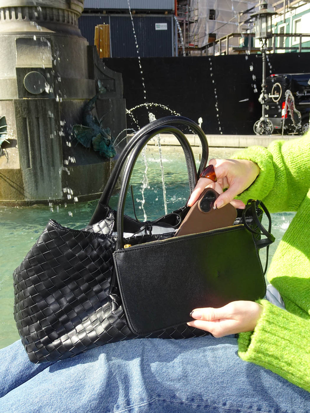 Milu woven handbag - Black