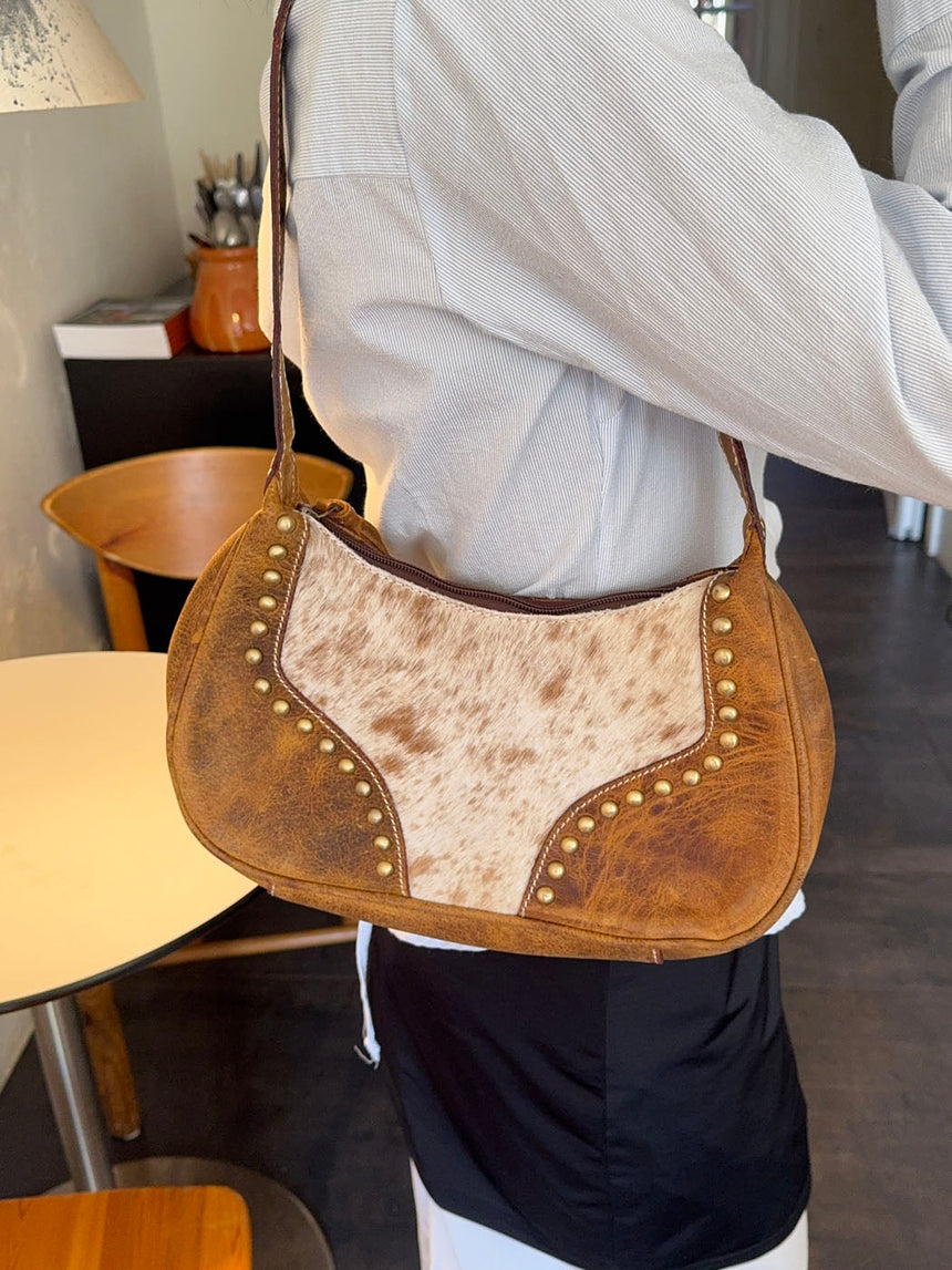 Katy handbag in cowhide leather - Light Brown